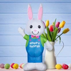 Best National Tree Company 25 in. Inflatable Waving Easter Bunny Decoration