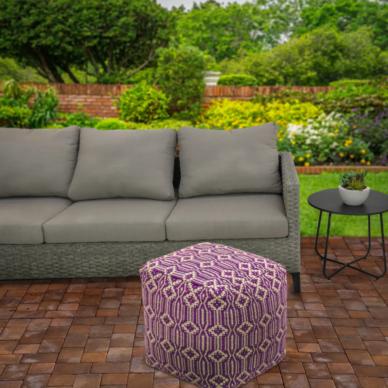 Outlet National Tree Company 16 in. Lavender Hand Woven Pouf Ottoman