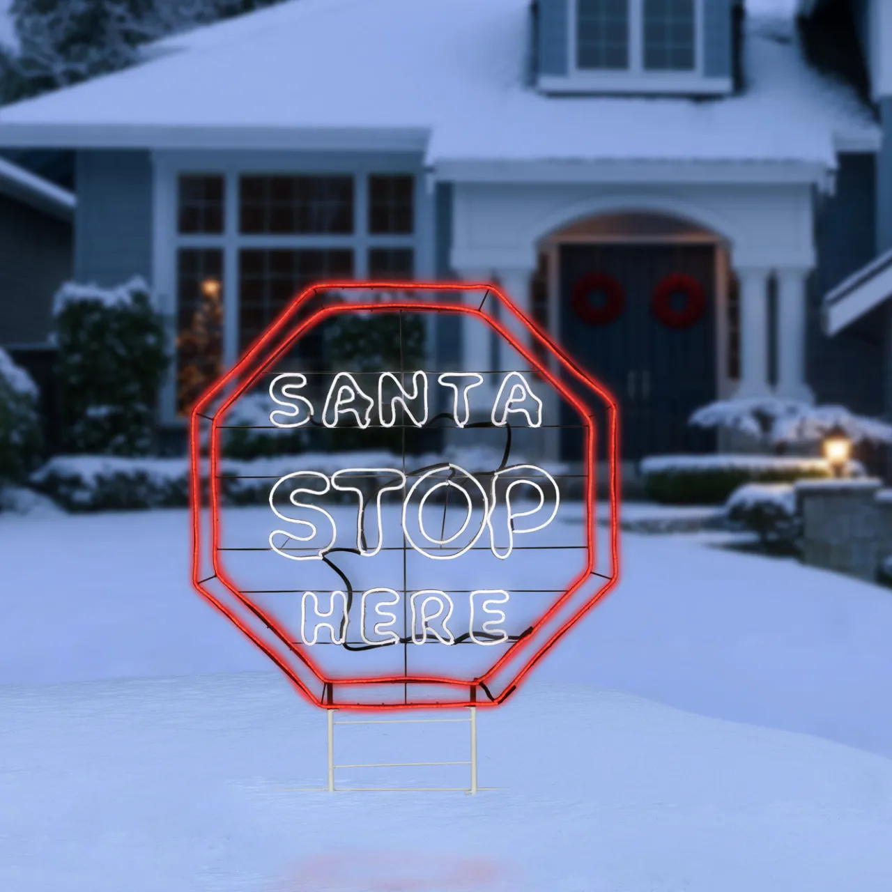 Online National Tree Company 44 in. LED Light Strip “Santa Stop Here in. Sign