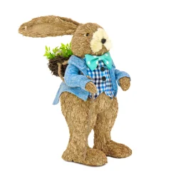 New National Tree Company 10 in. Male Bunny in Blue Coat Table Decoration