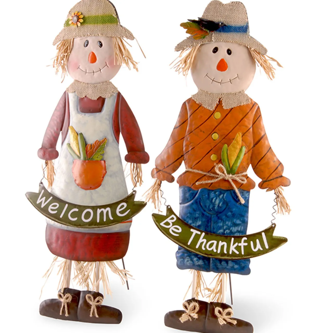 New National Tree Company 27 in. Metal Scarecrow Standing Outdoor Fall Decoration