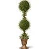 Online National Tree Company 60 in. Mini Tea Leaf 2 Ball Topiary with Black in a Gold Urn