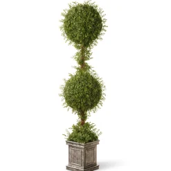 Discount National Tree Company 60 in. Mini Tea Leaf 2 Ball Topiary in a Silver Square Pot