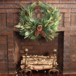 Outlet National Tree Company 26 in. Mixed Bristle Pine Decorated Wreath
