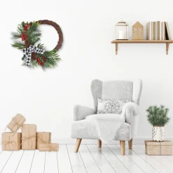 Outlet National Tree Company 24 in. Mixed Pine and Berries Decorated Wreath