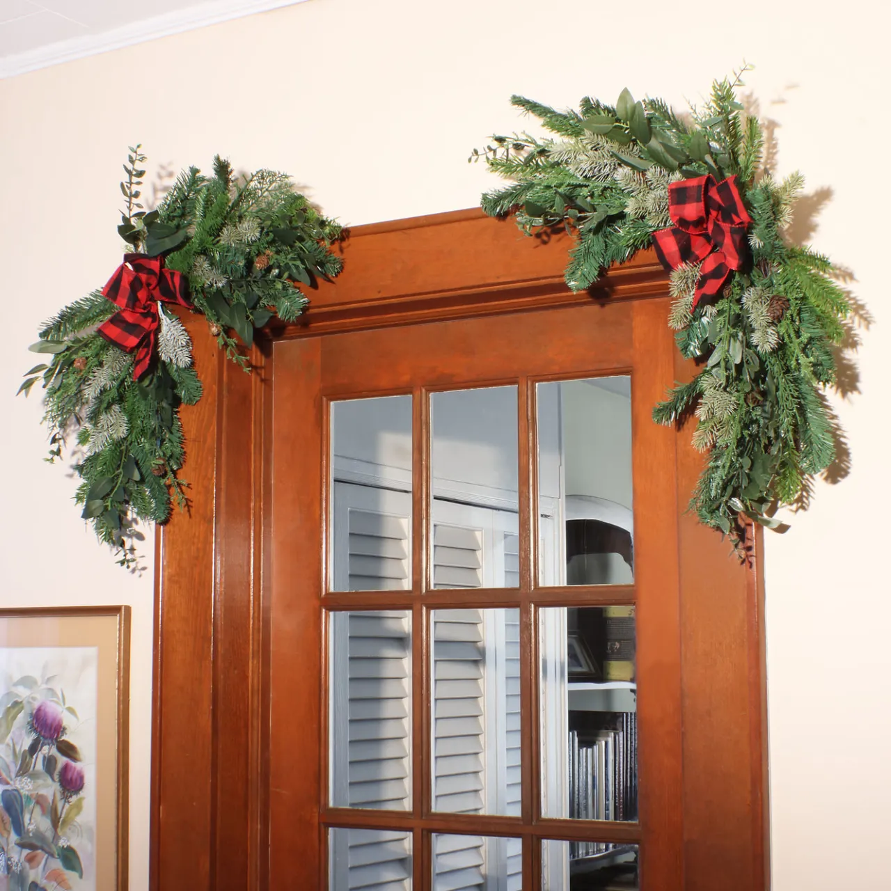 Online National Tree Company 24 in. Mixed Pine and Bow Christmas Corner Swags