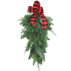 Discount National Tree Company 30 in. Mixed Pine Christmas Teardrop with Bow