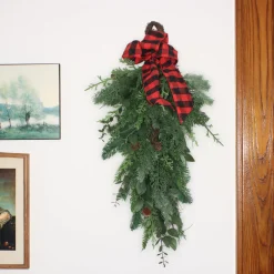 Discount National Tree Company 30 in. Mixed Pine Christmas Teardrop with Bow