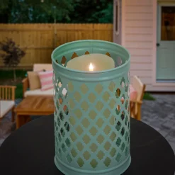 Hot National Tree Company 12 in. Modern Design and Finish Gossamer Green Outdoor Lantern Candleholder