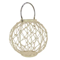 New National Tree Company 12 in. Modern Design and Finish Bleached Sand Outdoor Lantern Candleholder