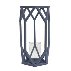 Sale National Tree Company 14 in. Modern Design and Finish Dusty Blue Outdoor Lantern Candleholder