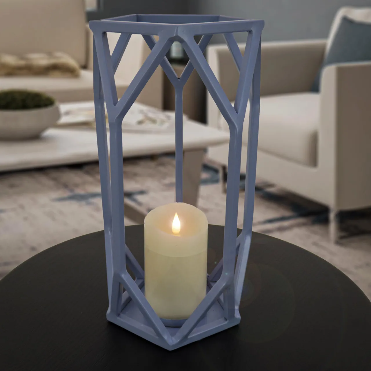 Sale National Tree Company 14 in. Modern Design and Finish Dusty Blue Outdoor Lantern Candleholder