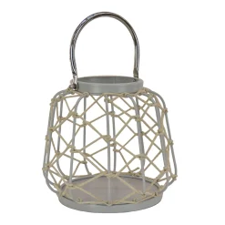 Clearance National Tree Company 10 in. Modern Design and Finish Glacier Gray Outdoor Lantern Candleholder