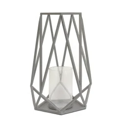 Outlet National Tree Company 12 in. Modern Design and Finish Glacier Gray Outdoor Lantern Candleholder