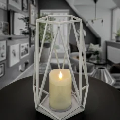 Outlet National Tree Company 12 in. Modern Design and Finish Glacier Gray Outdoor Lantern Candleholder