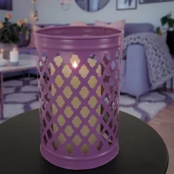 Sale National Tree Company 12 in. Modern Design and Finish Dusty Lavender Outdoor Lantern Candleholder
