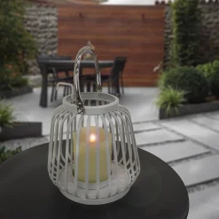Online National Tree Company 11 in. Modern Design and Finish Glacier Gray Outdoor Lantern Candleholder