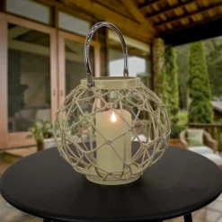Discount National Tree Company 9 in. Modern Design and Finish Bleached Sand Outdoor Lantern Candleholder