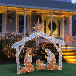 Sale National Tree Company 72 in. Nativity Scene with White LED Lights