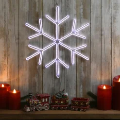 Outlet National Tree Company 16 in. Neon Styled Snow Flake Decoration with White LED Lights