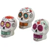 Sale National Tree Company 3 in. 3-Pack Halloween Ghost Day of the Dead Decorated Skulls