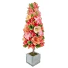 New National Tree Company 19 in. Pastel Colors Spring Floral Cone Tree