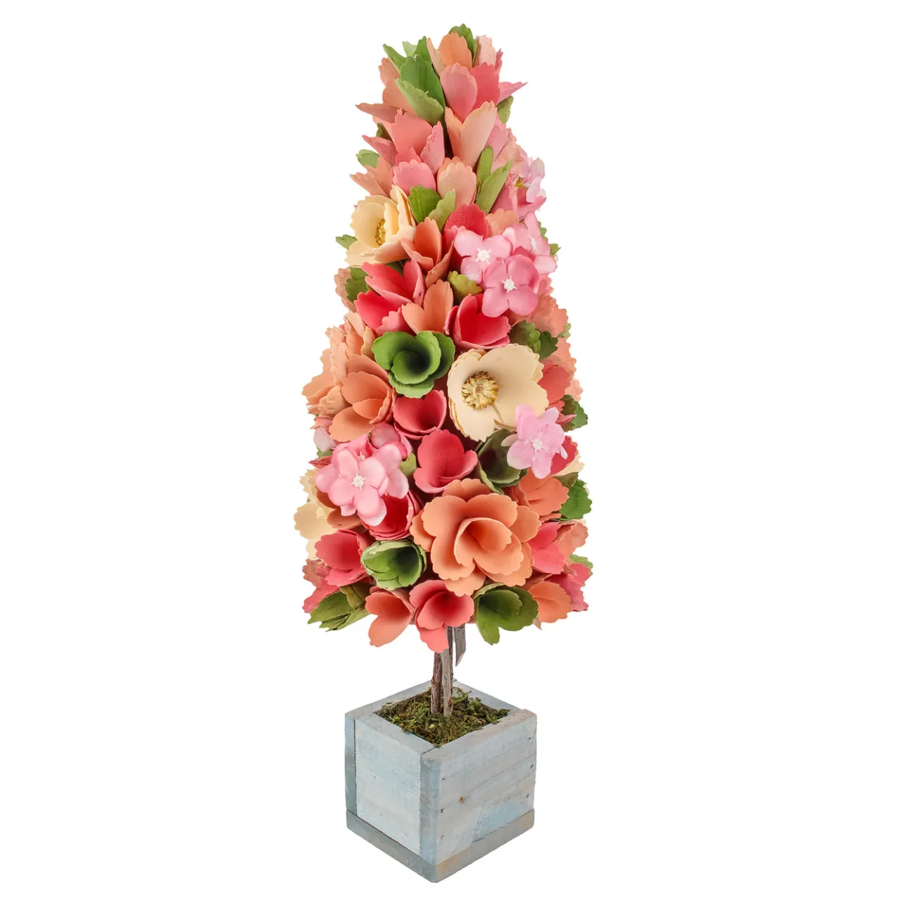 New National Tree Company 19 in. Pastel Colors Spring Floral Cone Tree