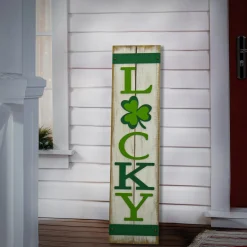 Online National Tree Company 48 in. Patrick's Day Lucky Wooden Sign Porch Decoration