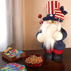 Outlet National Tree Company 18 in. Patriotic Gnome Decoration in Red, White and Blue Attire