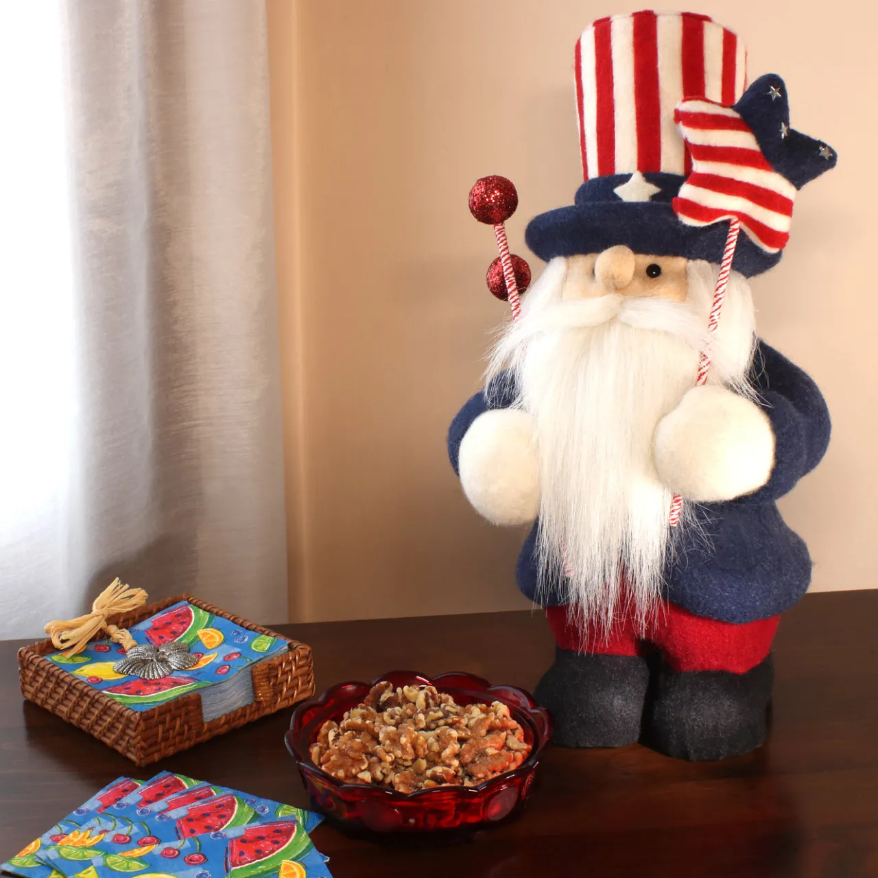 Outlet National Tree Company 18 in. Patriotic Gnome Decoration in Red, White and Blue Attire