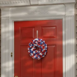 Online National Tree Company 14 in. Patriotic Hydrangea Wreath