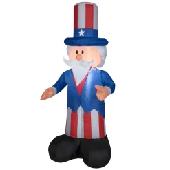 National Tree Company 48 in. Patriotic Inflatable Decoration, Blue Uncle Sam wearing Red White and Blue Suit and Hat