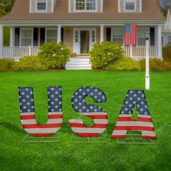 Sale National Tree Company 18 in. Patriotic USA Outdoor Light up Lawn Decor with LED Lights