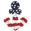 Outlet National Tree Company 20 in. Patriotic Wreath, Blue Cross Shape with Red White and Blue Flower Blooms White Stars