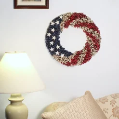 Hot National Tree Company 19 in. Patriotic Wreath with Red White and Blue Berry Clusters White Stars