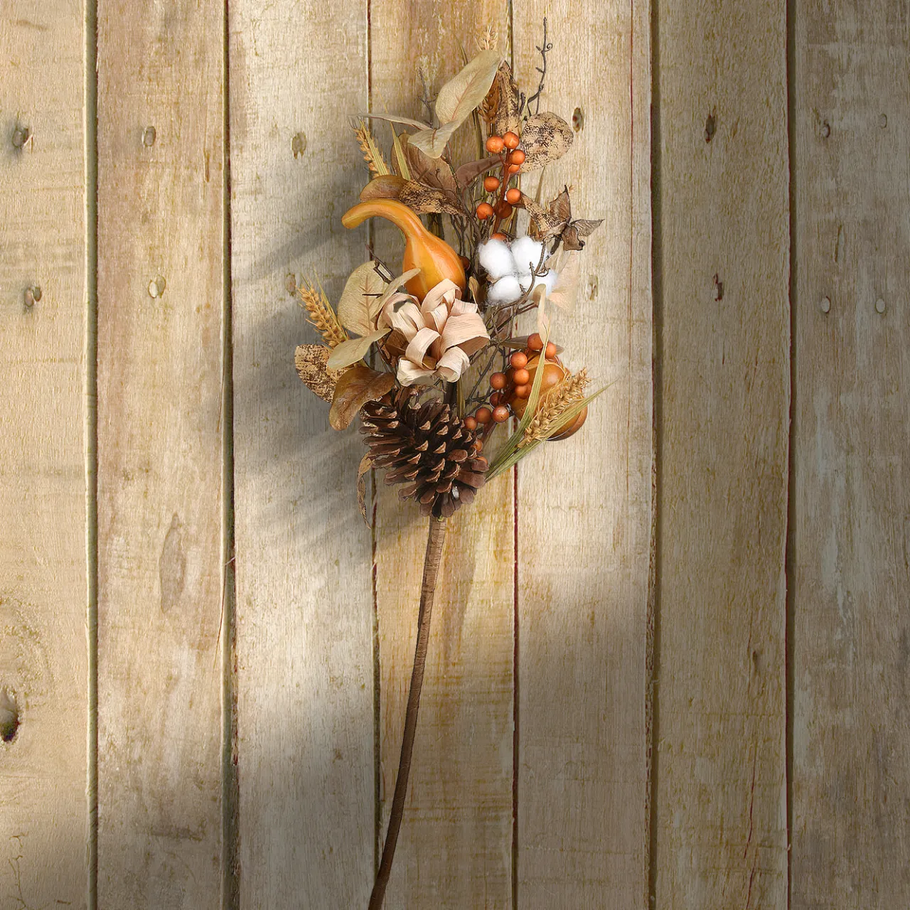Online National Tree Company 28 in. 2-Piece Fall Bouquet, Decorated with Gourds, Berry Clusters, Pine Cones, Assorted Leaves