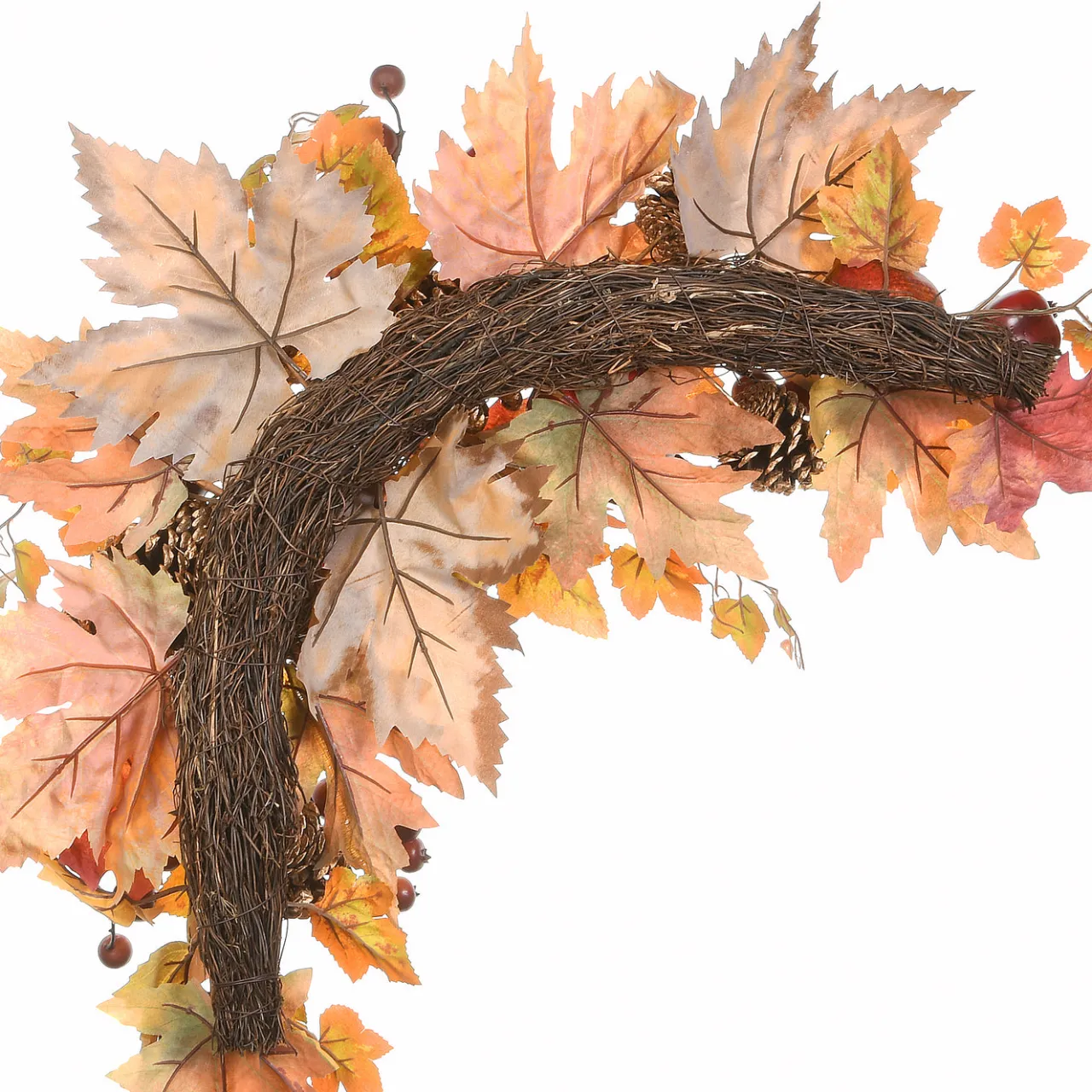 Discount National Tree Company 30 in. 2-Piece Fall Door Corners with Maple Leaves, Pine Cones, Pomegranates, Berry Clusters