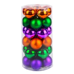 New National Tree Company 12 in. 30-Piece Halloween Orange, Green, Purple Globe Shape Ornament Set