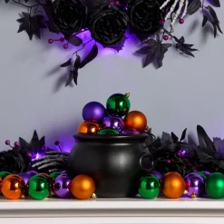 Discount National Tree Company 20 in. 50-Piece Halloween Orange, Green and Purple Ball Ornaments Set