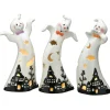 New National Tree Company 7 in. 3-Piece Halloween Three Dancing Ghosts Ceramic Decoration with LED Lights