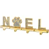 Best National Tree Company 5 in. 4-Piece Silver Sparkle NOEL Christmas Stocking Holders, Silver and Gold with Paw Print