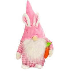 National Tree Company 11 in. Pink Easter Bunny Gnome Table Decoration