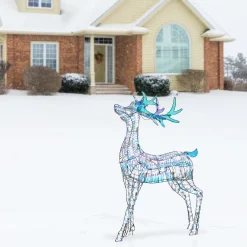 Online National Tree Company 48 in. Pre Lit Iridescent Reindeer Decoration with Cool White LED Lights