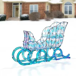 National Tree Company 26 in. Pre Lit Iridescent Santa Sleigh Decoration, Strung with 105 Cool White LED Lights