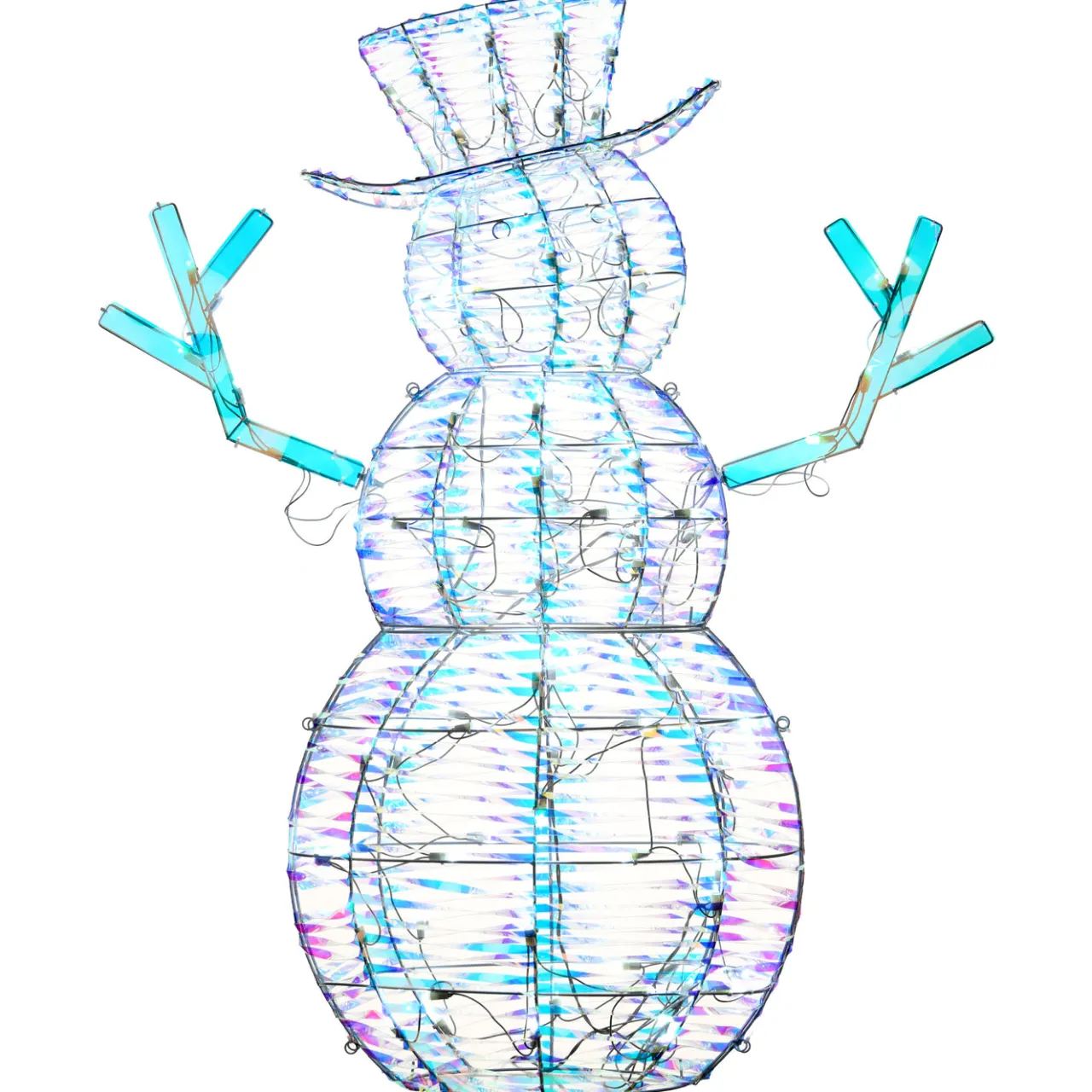 Sale National Tree Company 48 in. Pre Lit Iridescent Snowman Decoration, Cool White LED Lights