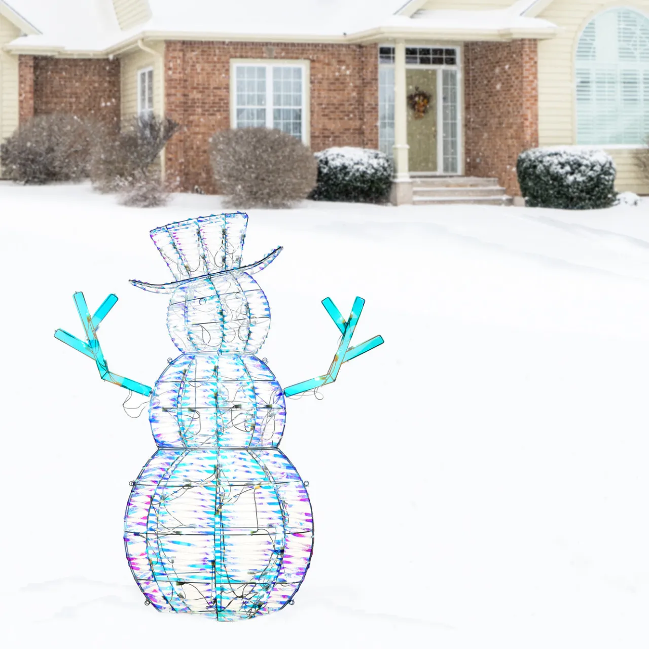 Sale National Tree Company 48 in. Pre Lit Iridescent Snowman Decoration, Cool White LED Lights