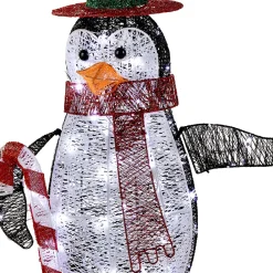 Best National Tree Company 36 in. Pre Lit Penguin with Red Top Hat and Candy Cane Decor