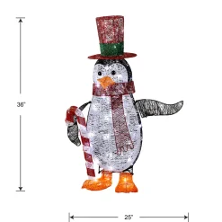 Best National Tree Company 36 in. Pre Lit Penguin with Red Top Hat and Candy Cane Decor