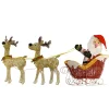New National Tree Company 33 in. Pre Lit Santa and Reindeer Decoration, with Warm White LED Lights