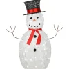 National Tree Company 36 in. Pre Lit Sisal Snowman Decoration with Cool White LED Lights